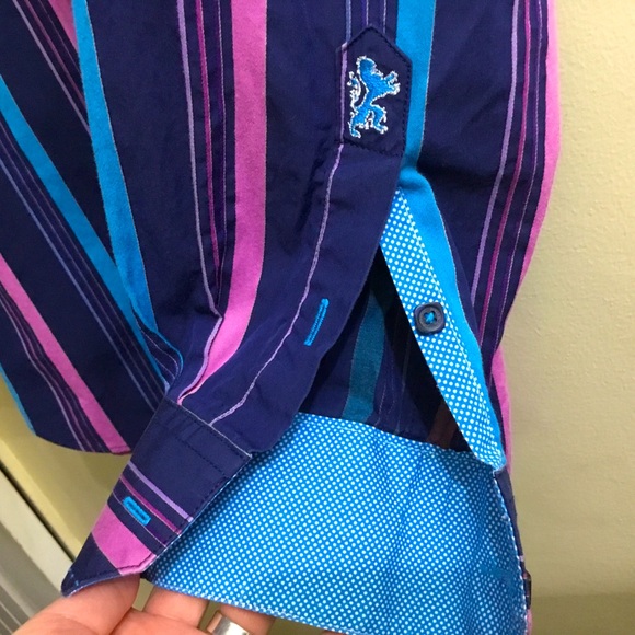 Bugatchi 100% cotton striped long sleeve shirt - Picture 6 of 9